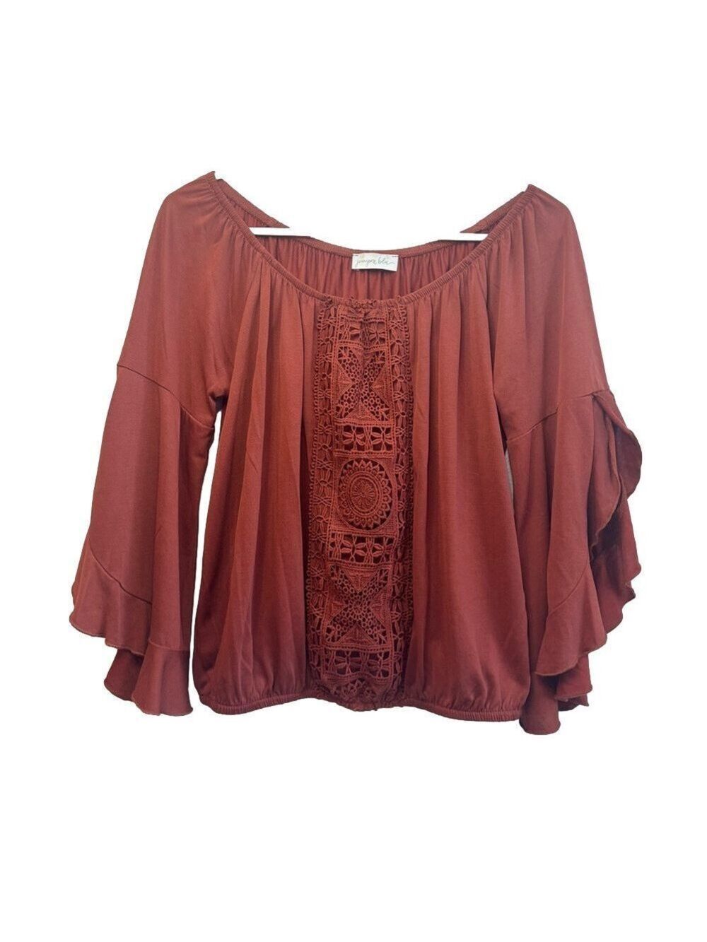JUNIPER BLU Crochet Front Modal Boho Top